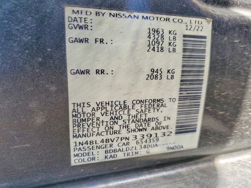 2023 Nissan Altima მანქანა იყიდება აუქციონზე, vin: 1N4BL4BV7PN339132, აუქციონის ნომერი: 63800816