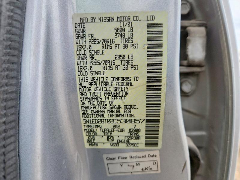 55117406 :رقم المزاد ، 5N1ED28T02C530857 vin ، 2002 Nissan Xterra مزاد بيع