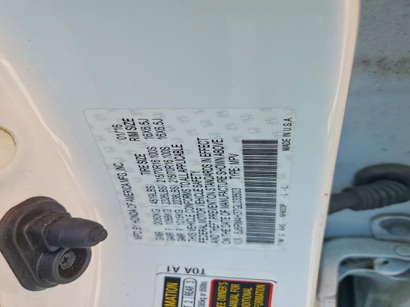 Aukcja sprzedaży 2016 Honda Cr-v, vin: 5J6RM4H37GL033503, numer aukcji: 66512046