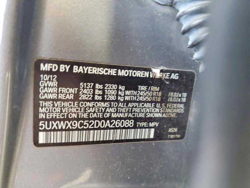 Aukcja sprzedaży 2013 Bmw X3, vin: 5UXWX9C52D0A26088, numer aukcji: 63623776