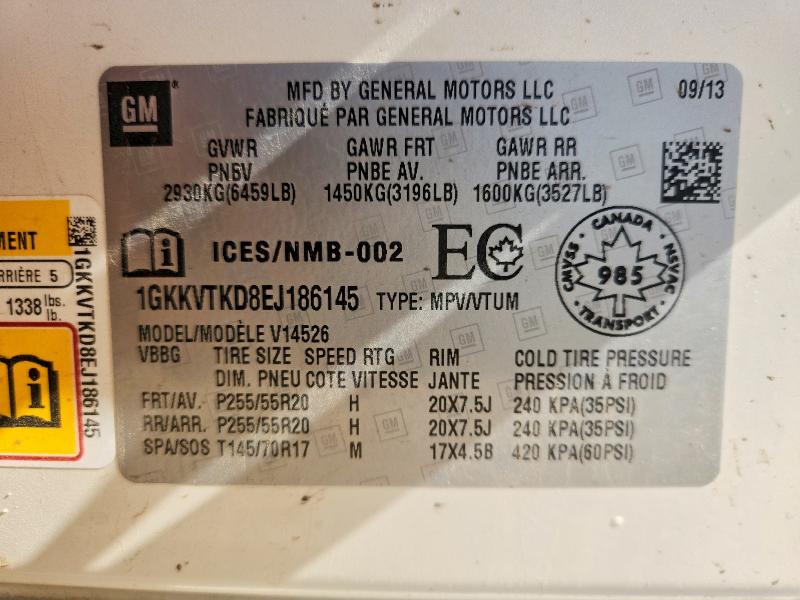 2014 Gmc Acadia მანქანა იყიდება აუქციონზე, vin: 1GKKVTKD8EJ186145, აუქციონის ნომერი: 64628516