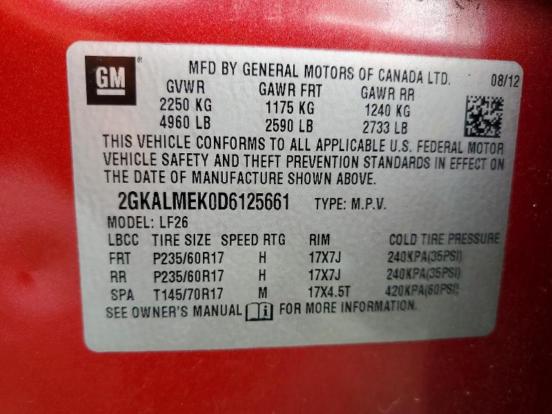 Продаж на аукціоні авто 2013 Gmc Terrain, vin: 2GKALMEK0D6125661, номер лоту: 65191826