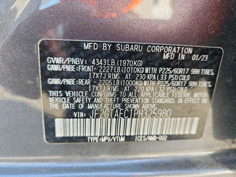 Продажа на аукционе авто 2023 Subaru Crosstrek, vin: JF2GTAEC1PH325980, номер лота: 66042106