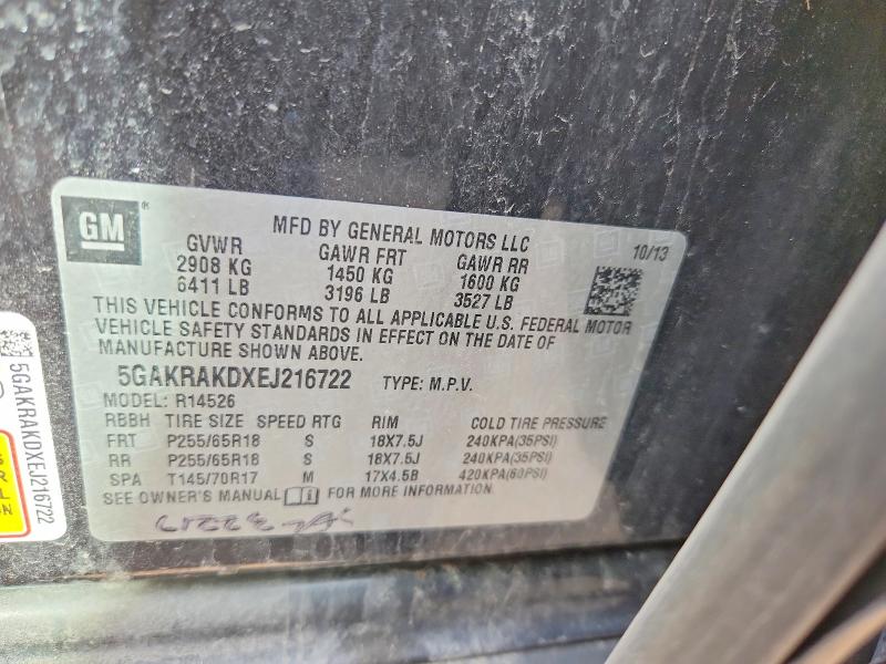 Aukcja sprzedaży 2014 Buick Enclave, vin: 5GAKRAKDXEJ216722, numer aukcji: 65031066
