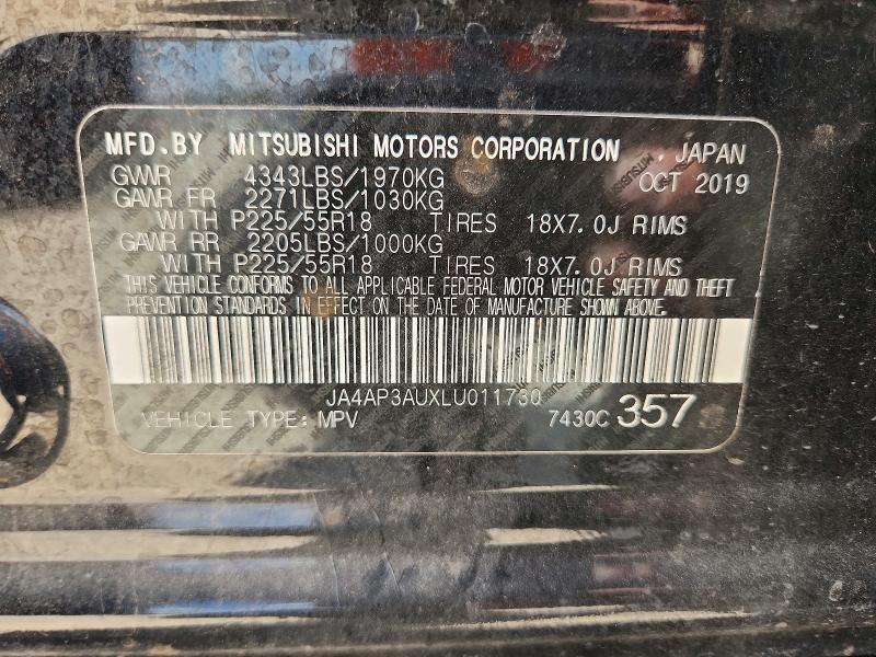 2020 Mitsubishi Outlander Sport მანქანა იყიდება აუქციონზე, vin: JA4AP3AUXLU011730, აუქციონის ნომერი: 65242896