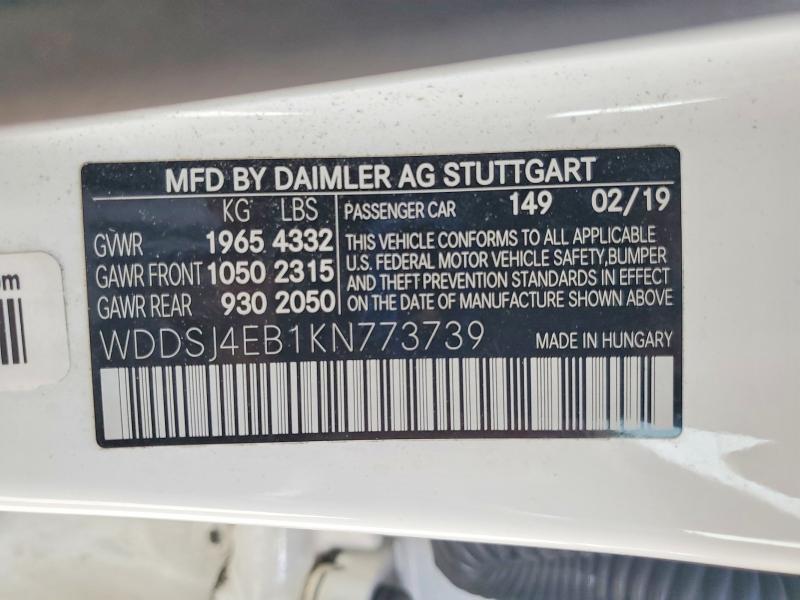 2019 Mercedes-benz Cla მანქანა იყიდება აუქციონზე, vin: WDDSJ4EB1KN773739, აუქციონის ნომერი: 64582646