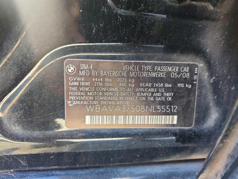 Продаж на аукціоні авто 2008 Bmw 328, vin: WBAVA37508NL55512, номер лоту: 64160356
