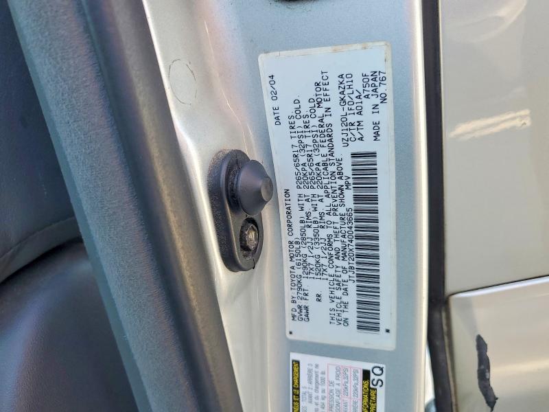 Aukcja sprzedaży 2004 Lexus Gx, vin: JTJBT20X740043665, numer aukcji: 65555476
