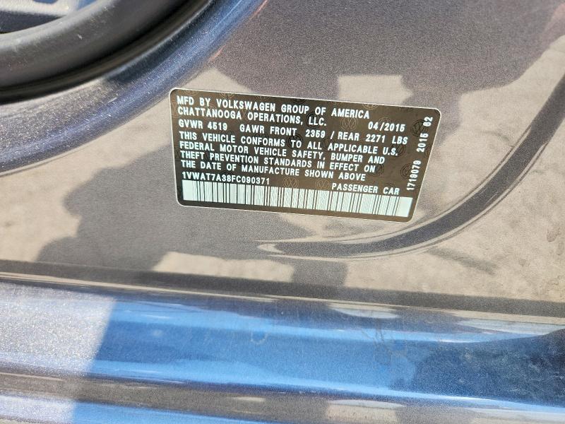 Продажа на аукционе авто 2015 Volkswagen Passat, vin: 1VWAT7A38FC090371, номер лота: 63519826