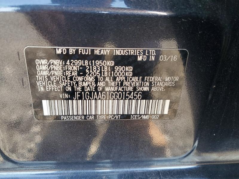 66253146 :رقم المزاد ، JF1GJAA61GG015456 vin ، 2016 Subaru Impreza مزاد بيع