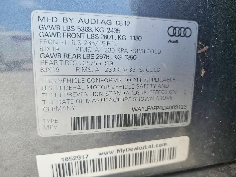 Aukcja sprzedaży 2013 Audi Q5, vin: WA1LFAFP4DA009123, numer aukcji: 64789356