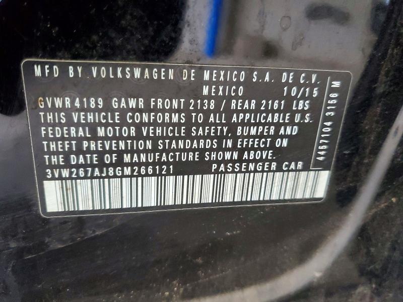 63953896 :رقم المزاد ، 3VW267AJ8GM266121 vin ، 2016 Volkswagen Jetta مزاد بيع