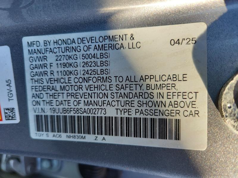 2025 Acura Tlx მანქანა იყიდება აუქციონზე, vin: 19UUB6F58SA002773, აუქციონის ნომერი: 62850466