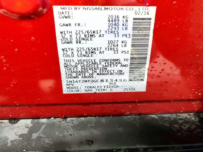 Aukcja sprzedaży 2016 Nissan Rogue, vin: 5N1AT2MT2GC813436, numer aukcji: 63491946