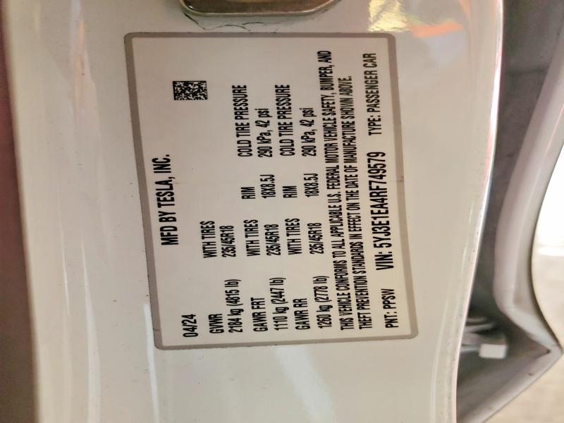 Aukcja sprzedaży 2024 Tesla Model 3, vin: 5YJ3E1EA4RF749579, numer aukcji: 66467976