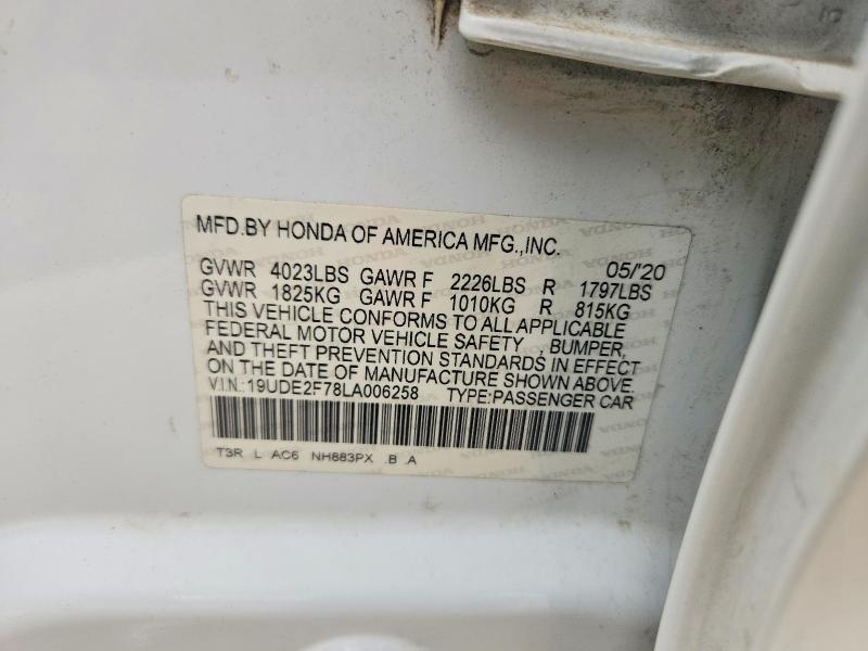 Aukcja sprzedaży 2020 Acura Ilx, vin: 19UDE2F78LA006258, numer aukcji: 66825776