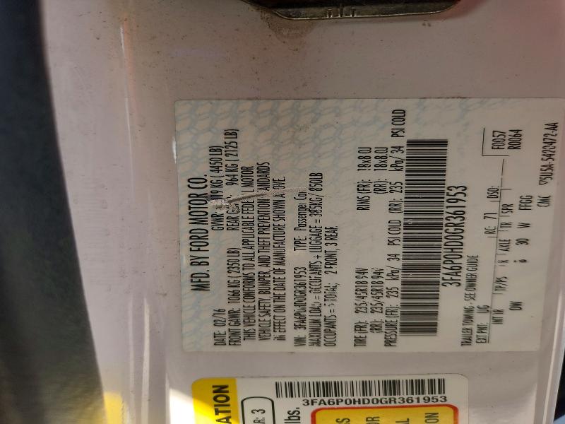 Продажа на аукционе авто 2016 Ford Fusion, vin: 3FA6P0HD0GR361953, номер лота: 64708526