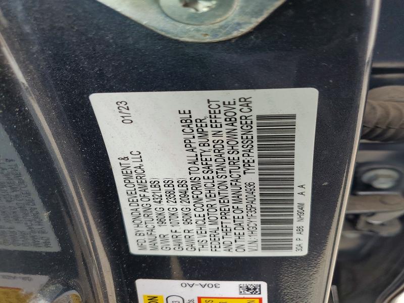 63707716 :رقم المزاد ، 1HGCY1F35PA004936 vin ، 2023 Honda Accord مزاد بيع