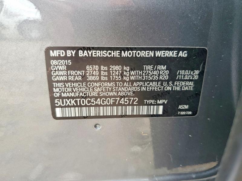 Продаж на аукціоні авто 2016 Bmw X5, vin: 5UXKT0C54G0F74572, номер лоту: 63427066