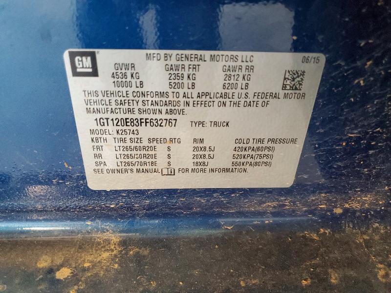 2015 Gmc Sierra მანქანა იყიდება აუქციონზე, vin: 1GT120E83FF632767, აუქციონის ნომერი: 64643866