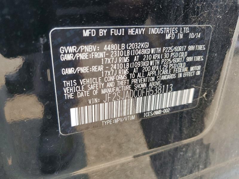 Aukcja sprzedaży 2015 Subaru Forester, vin: JF2SJADC0FH538113, numer aukcji: 64664746