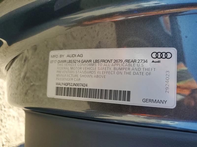 Aukcja sprzedaży 2018 Audi S5, vin: WAUY4GF52JN007424, numer aukcji: 63895156