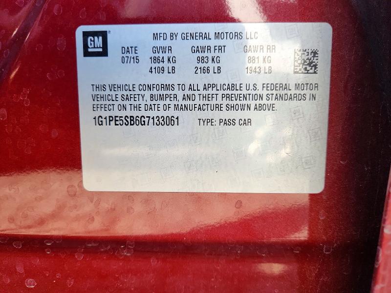 Auction sale of the 2016 Chevrolet Cruze Limited, vin: 1G1PE5SB6G7133061, lot number: 66505906