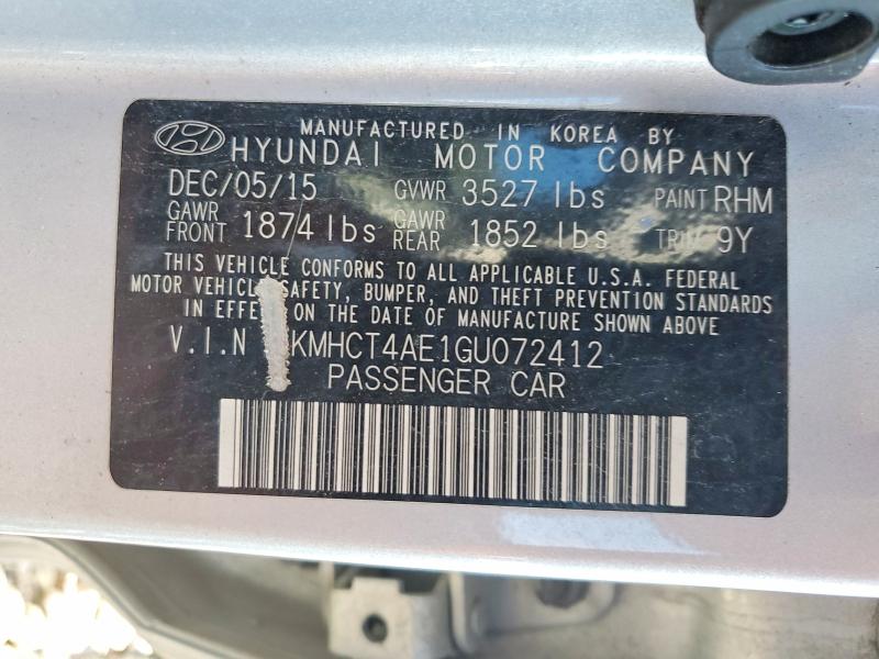 63189866 :رقم المزاد ، KMHCT4AE1GU072412 vin ، 2016 Hyundai Accent مزاد بيع