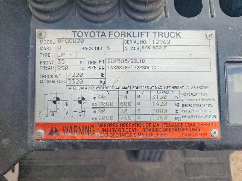Продажа на аукционе авто 2007 Toyota 7fdku40 Forklift, vin: 8FGCU2012962, номер лота: 65415126