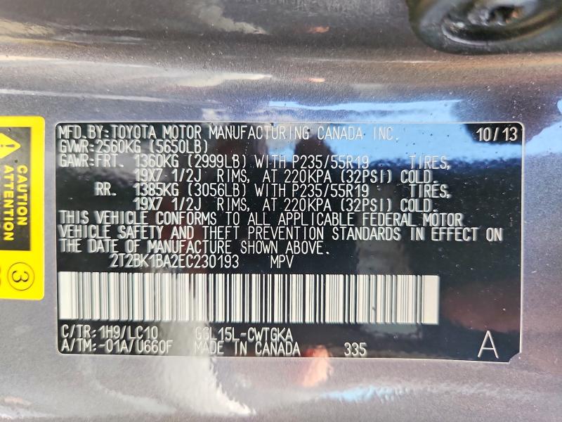 Aukcja sprzedaży 2014 Lexus Rx 350, vin: 2T2BK1BA2EC230193, numer aukcji: 65293056