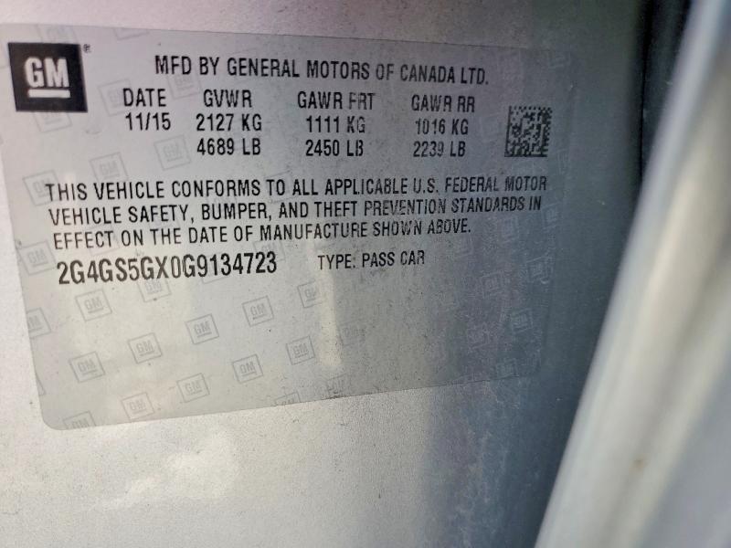 63528346 :رقم المزاد ، 2G4GS5GX0G9134723 vin ، 2016 Buick Regal مزاد بيع