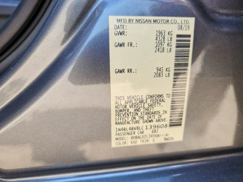 Aukcja sprzedaży 2020 Nissan Altima, vin: 1N4BL4BV8LC139608, numer aukcji: 65284196