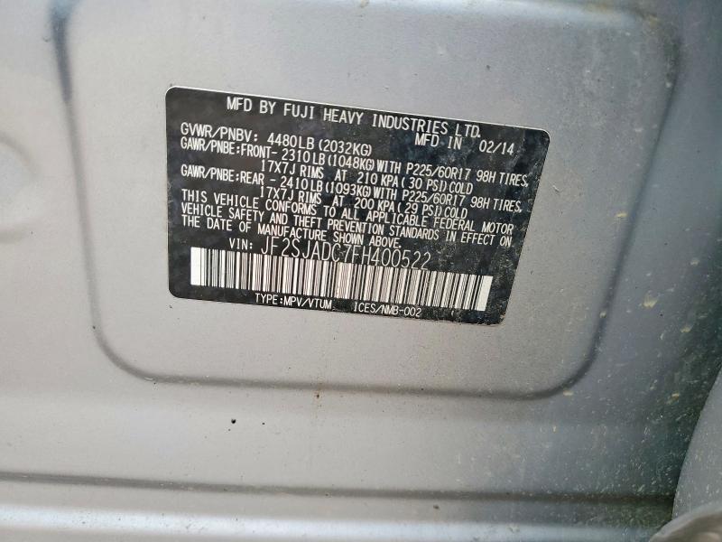 Aukcja sprzedaży 2015 Subaru Forester, vin: JF2SJADC7FH400522, numer aukcji: 64196636