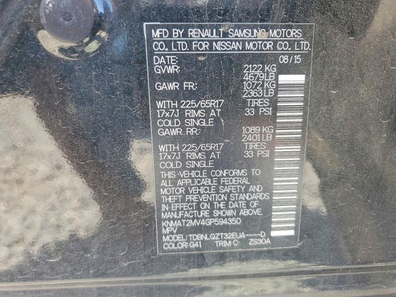 Продаж на аукціоні авто 2016 Nissan Rogue, vin: KNMAT2MV4GP594350, номер лоту: 63735926