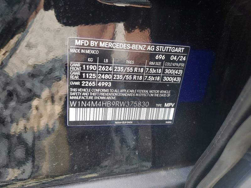Aukcja sprzedaży 2024 Mercedes-benz Glb, vin: W1N4M4HB9RW375830, numer aukcji: 64069906