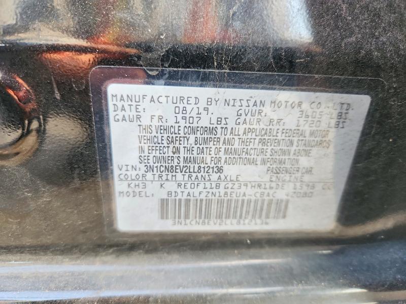 64416996 :رقم المزاد ، 3N1CN8EV2LL812136 vin ، 2020 Nissan Versa مزاد بيع