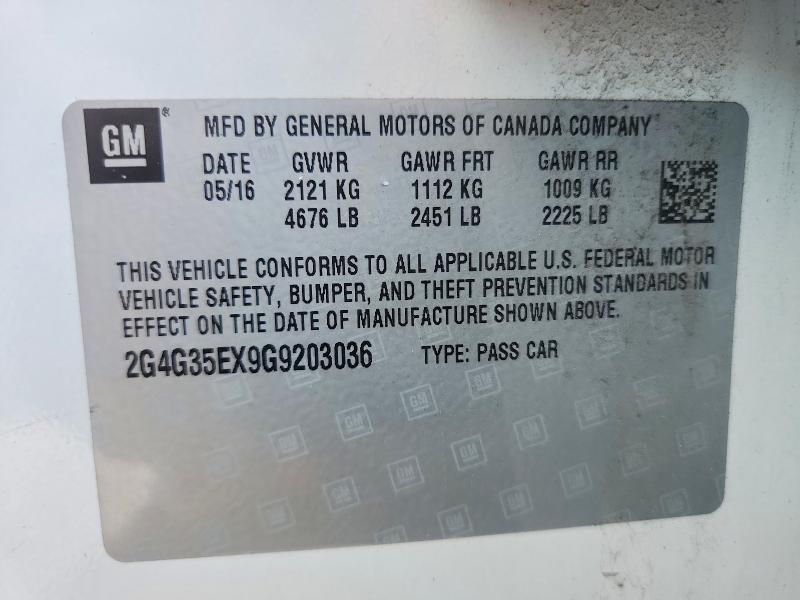 Продаж на аукціоні авто 2016 Buick Regal, vin: 2G4G35EX9G9203036, номер лоту: 62722636
