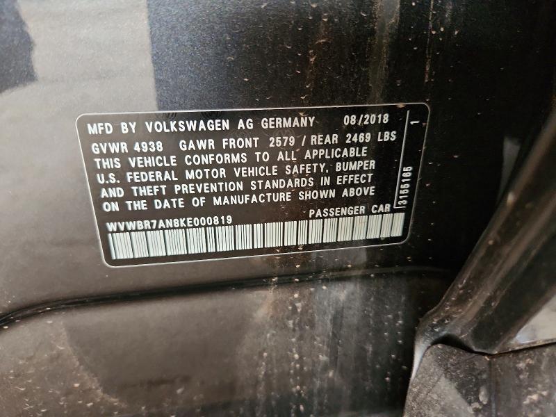 Продажа на аукционе авто 2019 Volkswagen Arteon, vin: WVWBR7AN8KE000819, номер лота: 64331766