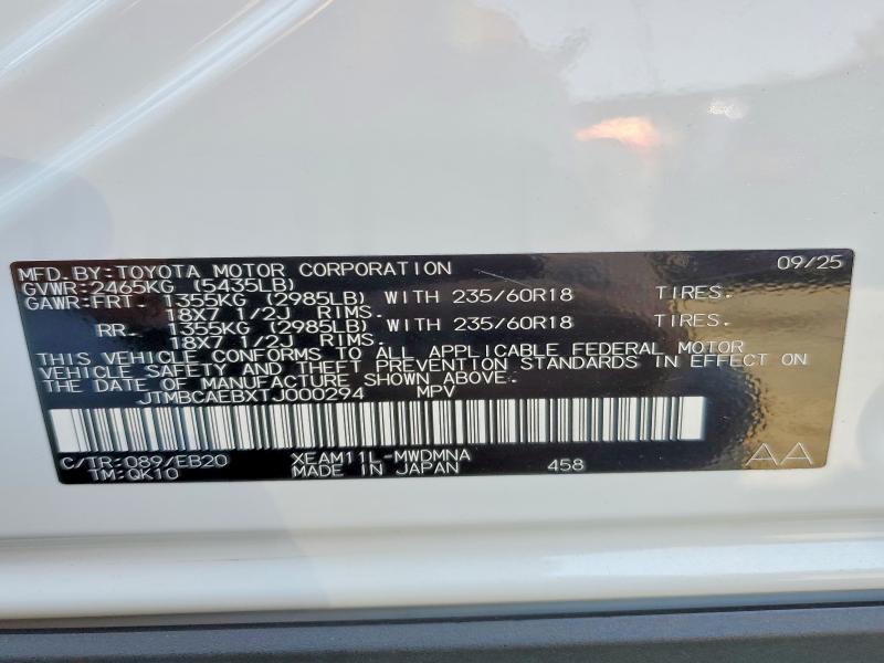 61612086 :رقم المزاد ، JTMBCAEBXTJ000294 vin ، 2026 Toyota Bz مزاد بيع