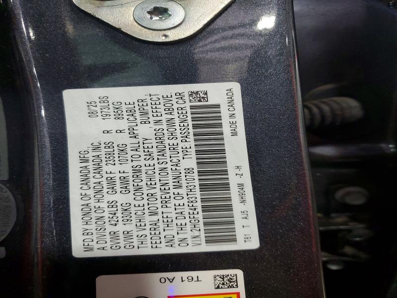 Продажа на аукционе авто 2026 Honda Civic, vin: 2HGFE4F83TH310788, номер лота: 66113606