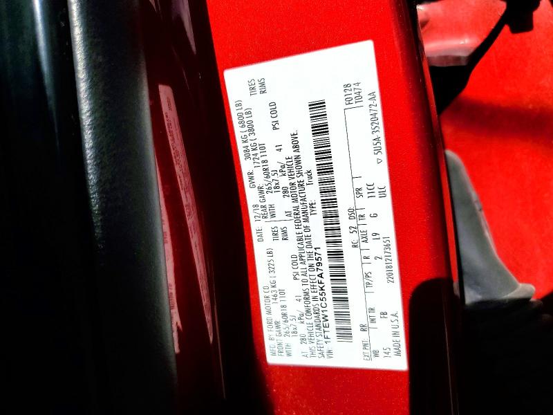 2019 Ford F150 მანქანა იყიდება აუქციონზე, vin: 1FTEW1C55KFA79571, აუქციონის ნომერი: 64785166