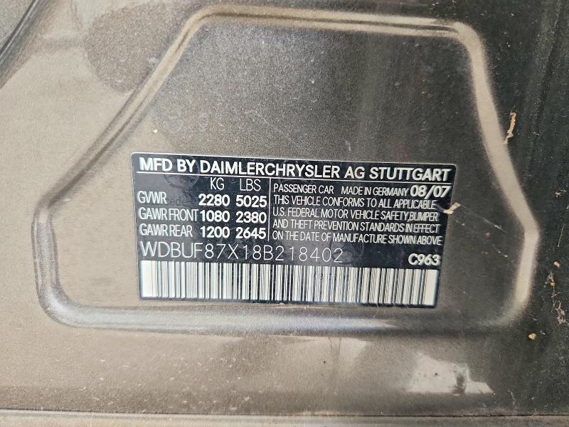 Продажа на аукционе авто 2008 Mercedes-benz E, vin: WDBUF87X18B218402, номер лота: 65647566