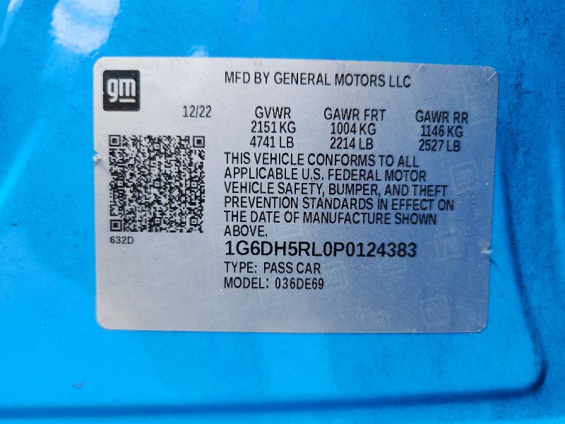 2023 Cadillac Ct4-v მანქანა იყიდება აუქციონზე, vin: 1G6DH5RL0P0124383, აუქციონის ნომერი: 66089086