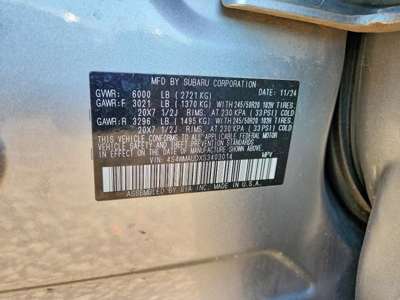 63565936 :رقم المزاد ، 4S4WMAUDXS3403014 vin ، 2025 Subaru Ascent مزاد بيع