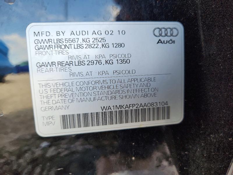 Aukcja sprzedaży 2010 Audi Q5, vin: WA1MKAFP2AA083104, numer aukcji: 65507226