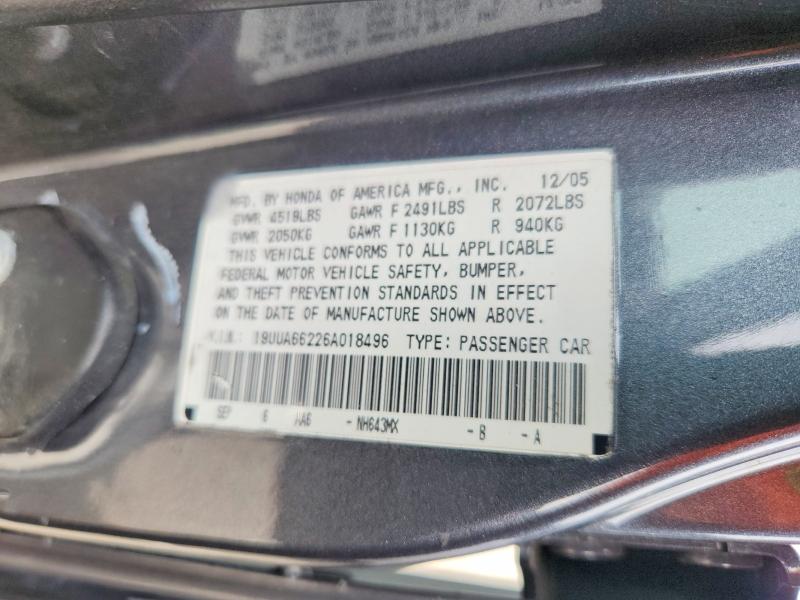 65163506 :رقم المزاد ، 19UUA66226A018496 vin ، 2006 Acura 3.2tl مزاد بيع