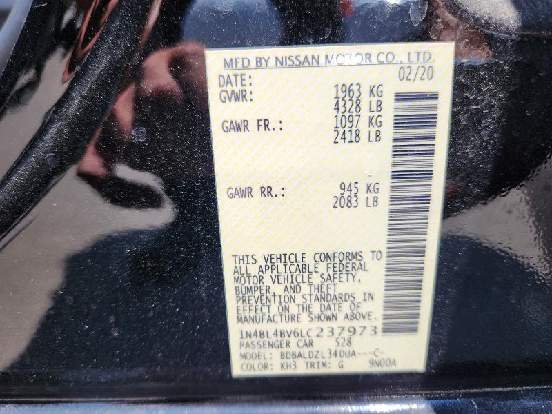 Aukcja sprzedaży 2020 Nissan Altima, vin: 1N4BL4BV6LC237973, numer aukcji: 63731446