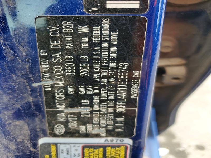 2018 Kia Forte მანქანა იყიდება აუქციონზე, vin: 3KPFL4A71JE186743, აუქციონის ნომერი: 64026316