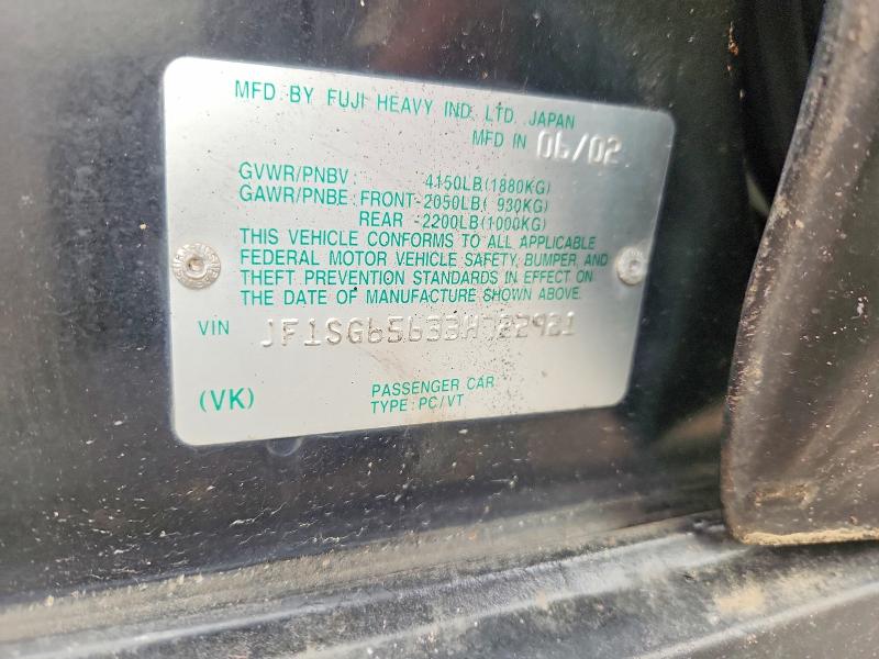 Aukcja sprzedaży 2003 Subaru Forester, vin: JF1SG65633H722921, numer aukcji: 65698486