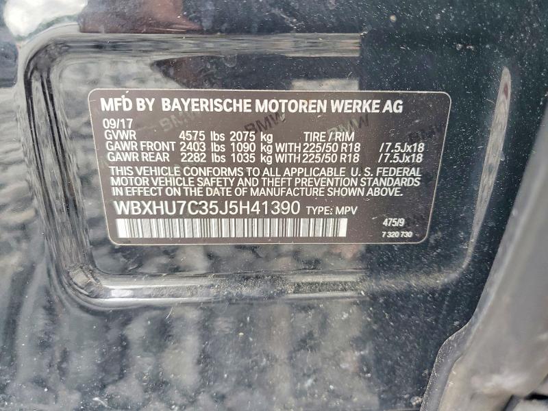 64322586 :رقم المزاد ، WBXHU7C35J5H41390 vin ، 2018 Bmw X1 مزاد بيع